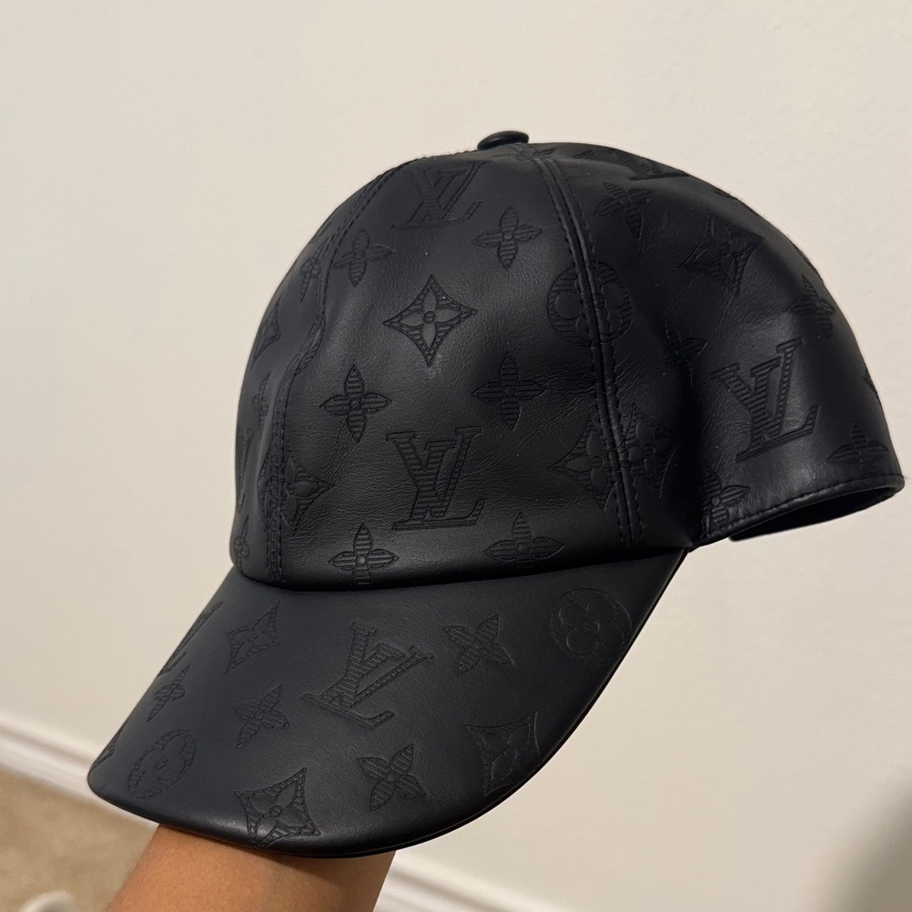 Louis Vuitton Black Monogram Leather Cap
